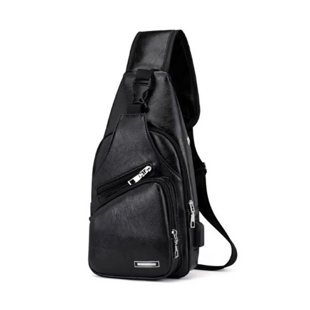 ADJUSTABLE SLING BAG SHOULDER BAG WITH USB CHARGING & HEADPHONE HOLE